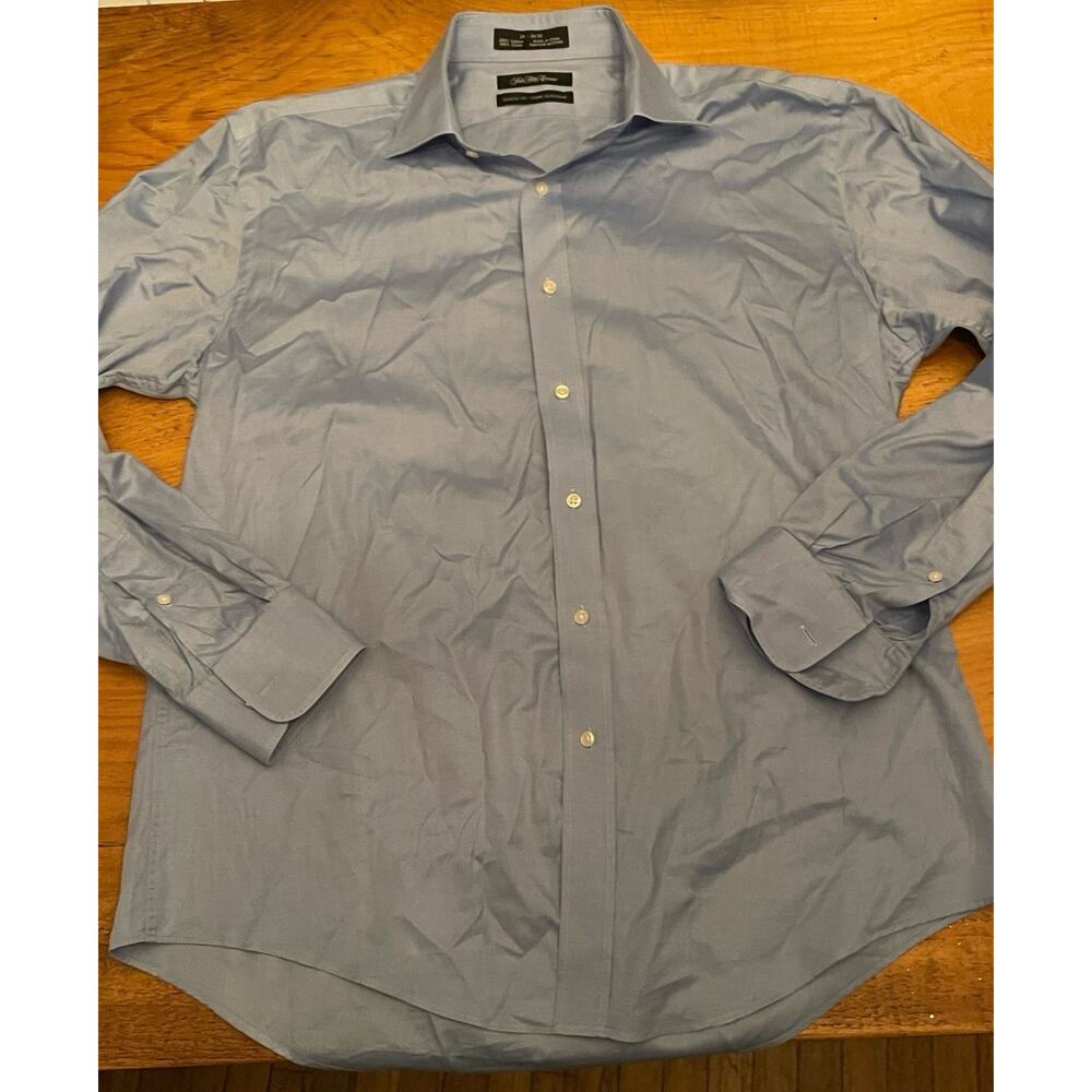 Saks Fifth Avenue Shirt Mens 16-34/35 Blue Button Up Classic Fit
